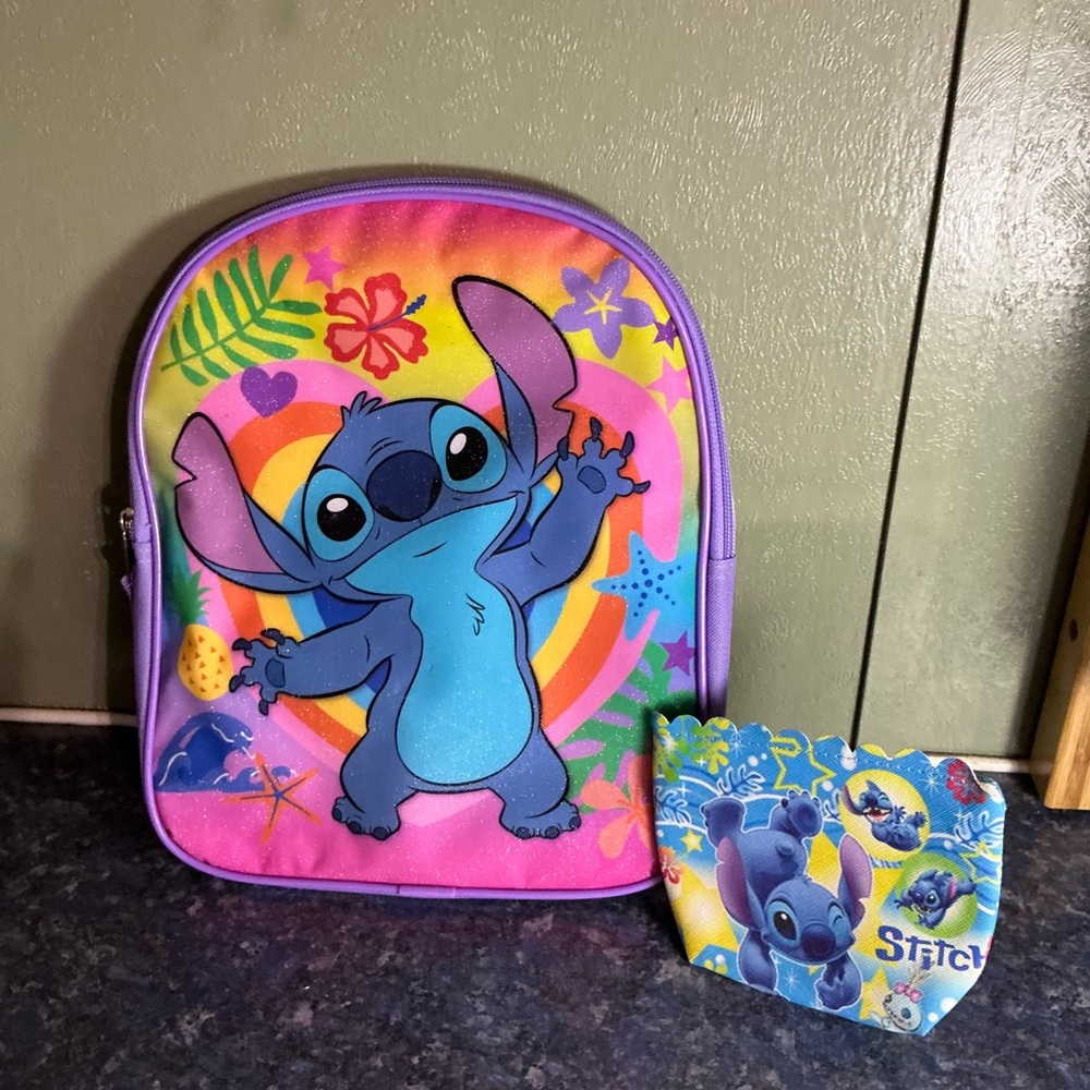 Colorful Stitch Backpack and Pouch Set